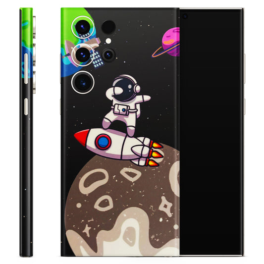Astronaut Vibing Toon Running Matte Finish Phone Skin