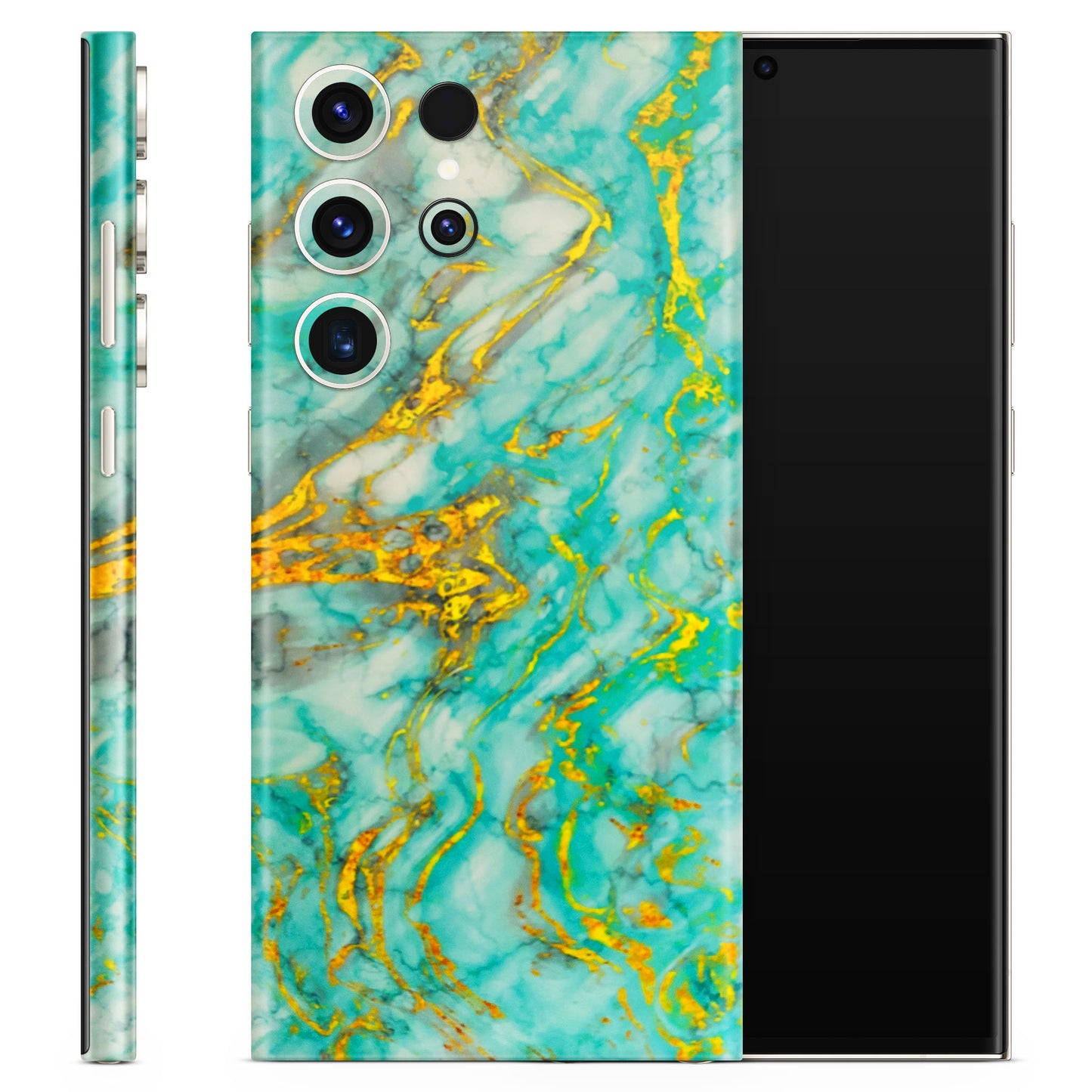 Green And Gold Marble Feel Matte Finish Phone Skin