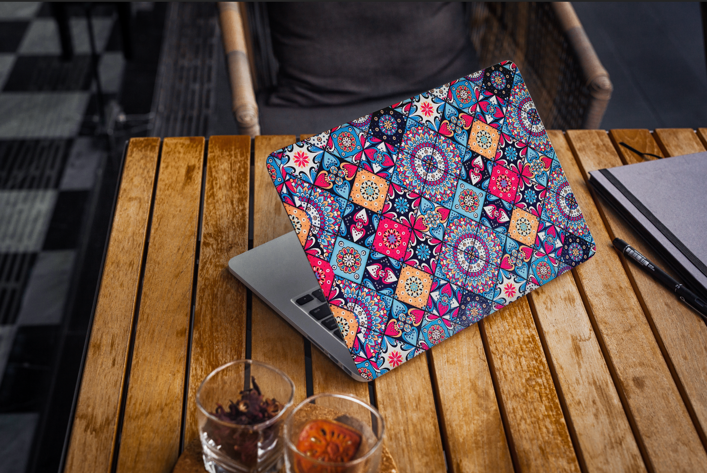 Ethnic Floral Pattern 3D Textured Laptop Skin