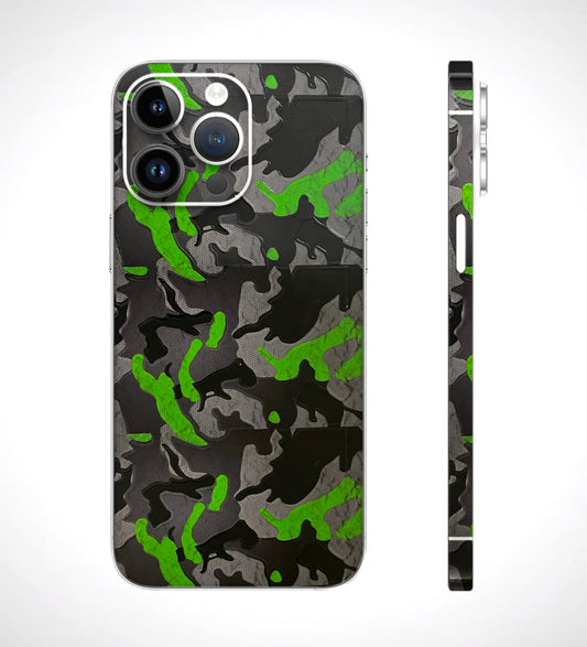 Black And Green Camouflage 3D Textured Phone Skin
