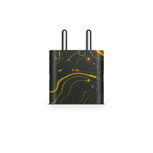 Black Golden Lines 3D Textured Skin For Charger