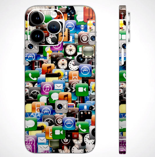 All Apple Icons Matte Finish Phone Skin