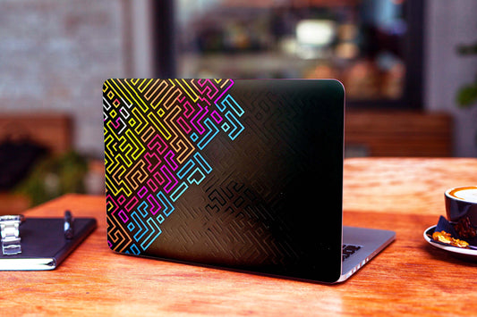 Black And Colourful Dotme Pattern 3D Textured Laptop Skin
