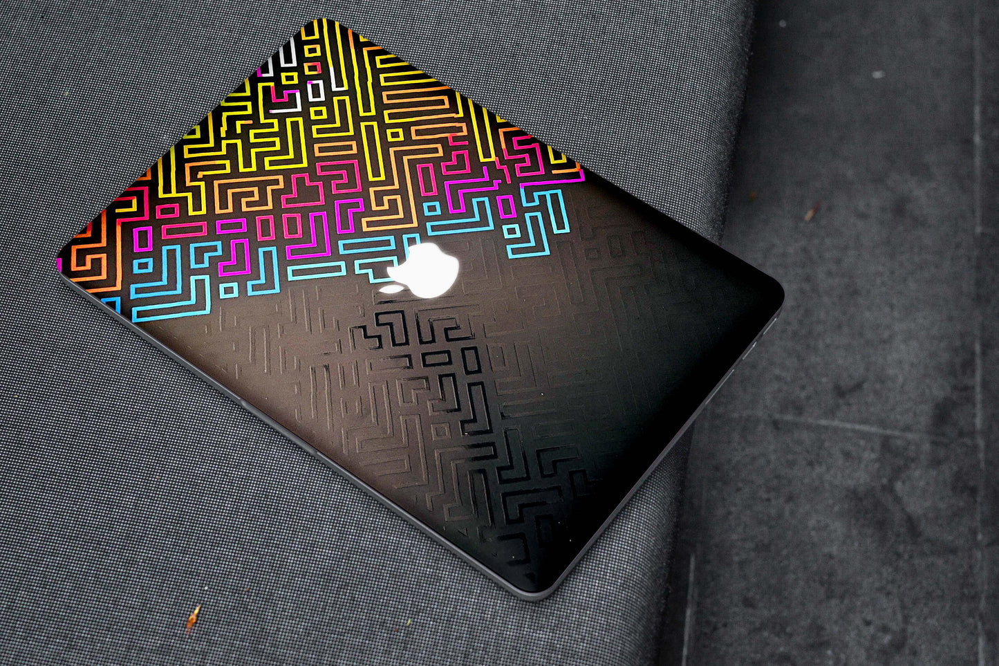 Black And Colourful Dotme Pattern 3D Textured Laptop Skin
