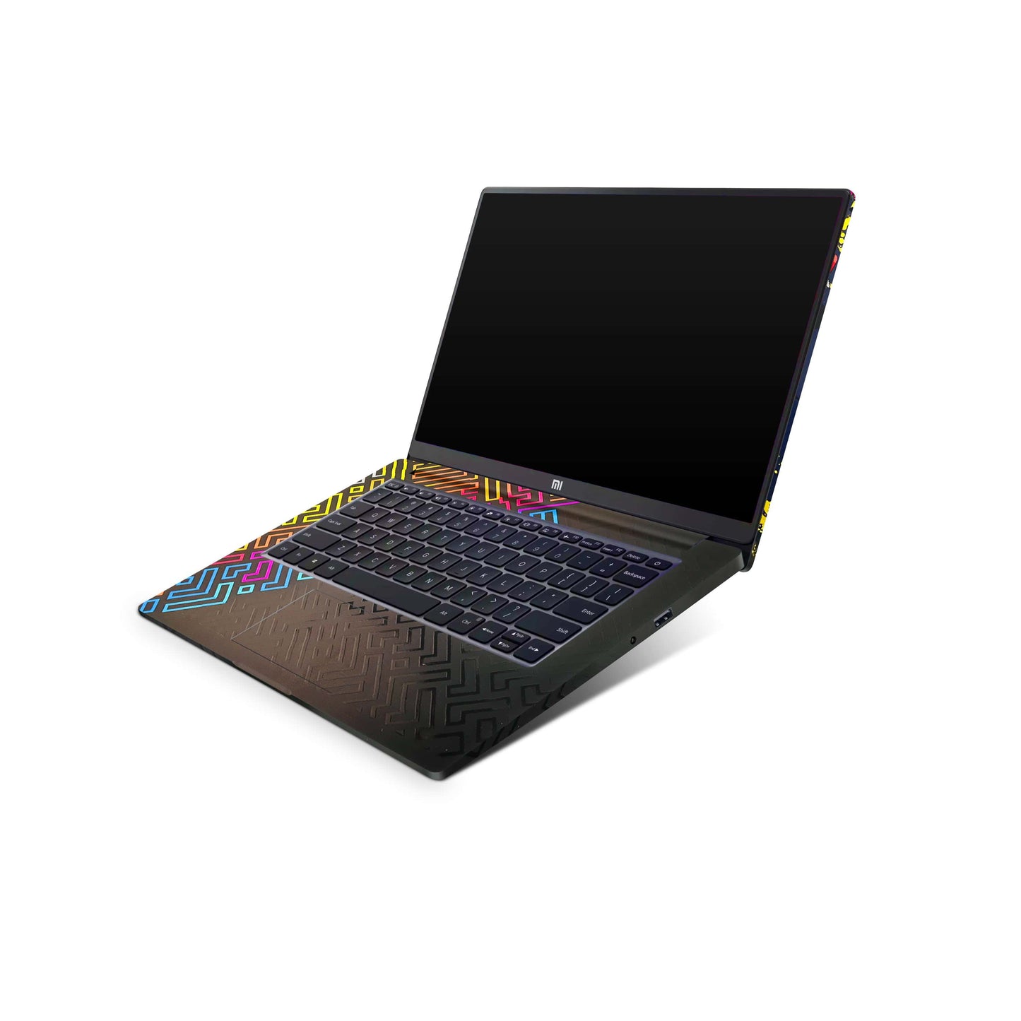 Black And Colourful Dotme Pattern 3D Textured Laptop Skin