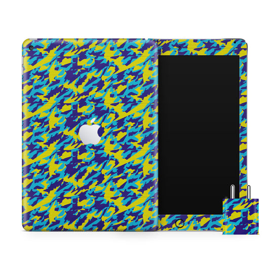 Yellow And Blue Camouflage Matte Finish Skin For iPad/Tablet