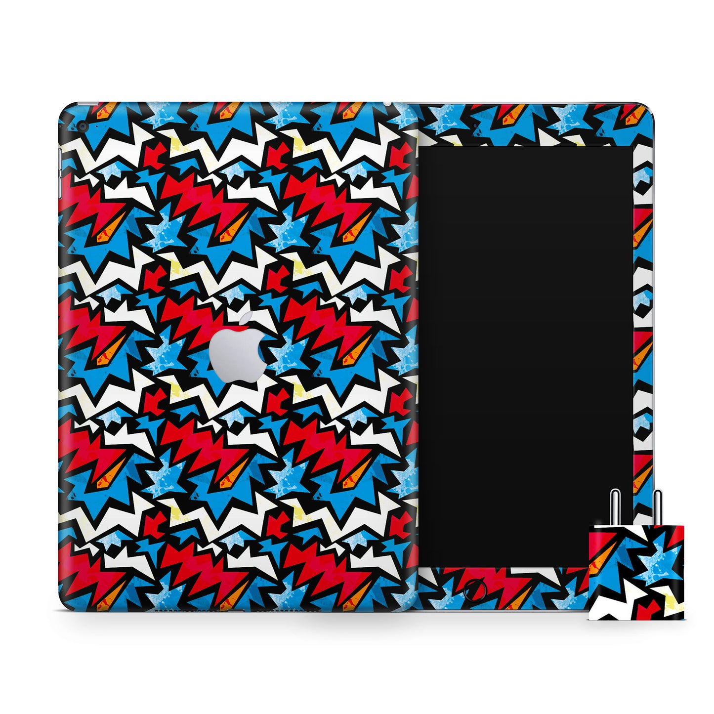 Funky Zig Zag Red And Blue Matte Finish Skin For iPad/Tablet