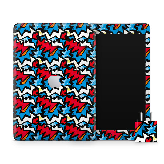 Funky Zig Zag Red And Blue Matte Finish Skin For iPad/Tablet