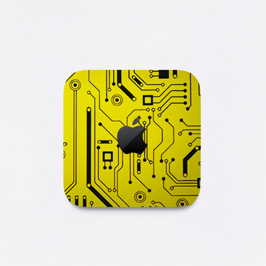 Yellow Tech Circuit Matte Finish Skin For Mac Mini M4/M2/M1