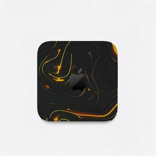 Black Golden Lines 3D Textured Skin For Mac Mini M4/M2/M1