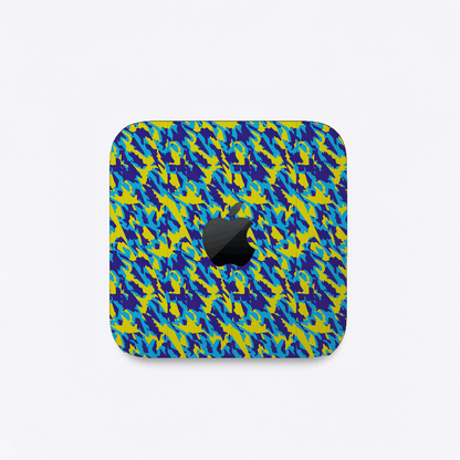 Yellow And Blue Camouflage Matte Finish Skin For Mac Mini M4/M2/M1