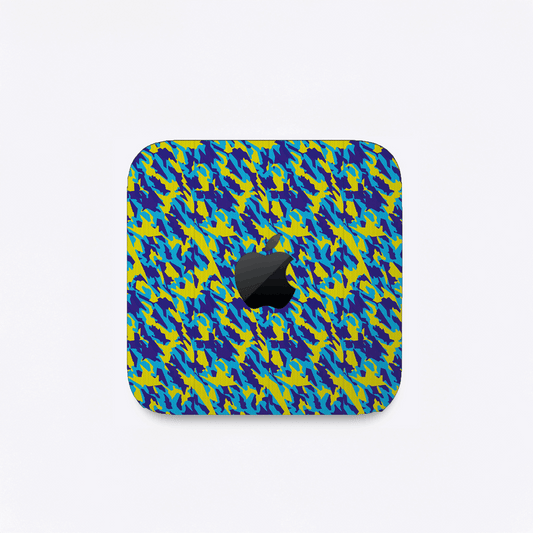 Yellow And Blue Camouflage Matte Finish Skin For Mac Mini M4/M2/M1