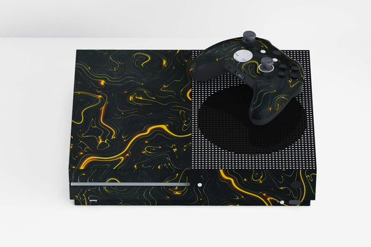 Xbox Series S Black Golden Lines 3D Textured Skin
