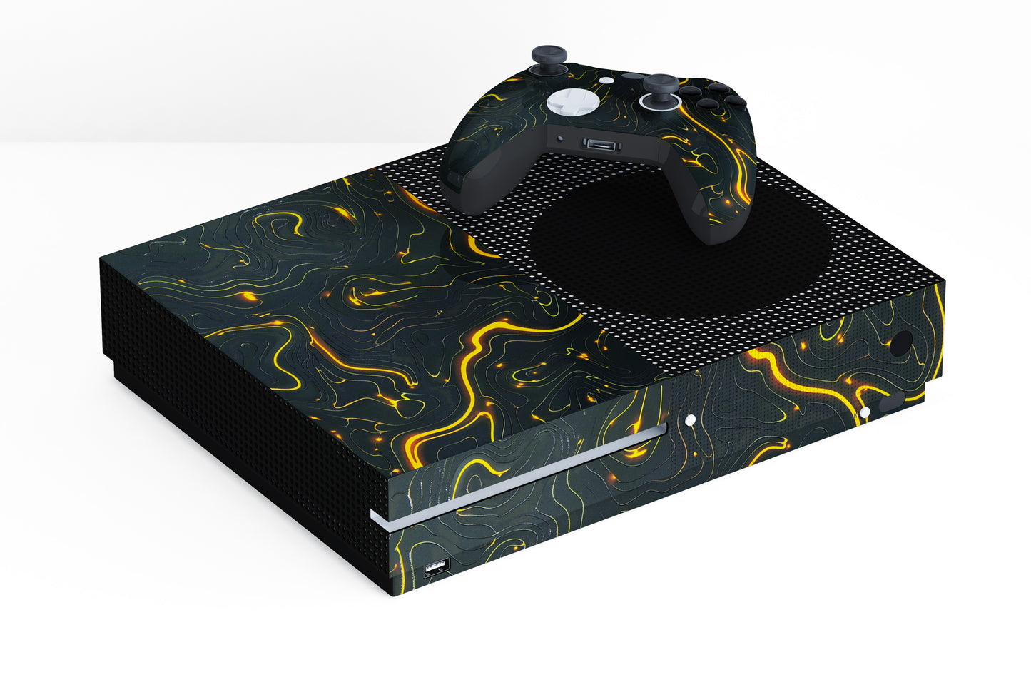 Xbox Series S Black Golden Lines 3D Textured Skin
